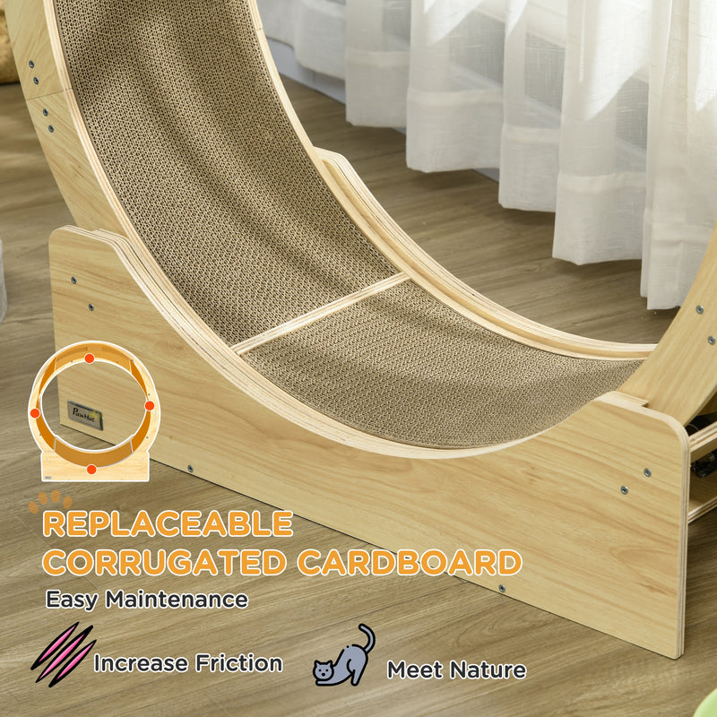 Large Cat Exercise Wheel With Brake And Scratching Pads For Indoor Play Oak Tone