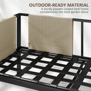 4 Piece Metal Garden Furniture Set with Glass Table and Padded Cushions Khaki by Outsunny