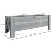 Grey 58L Wooden Raised Garden Bed for Plants Vegetables and Flowers by Outsunny