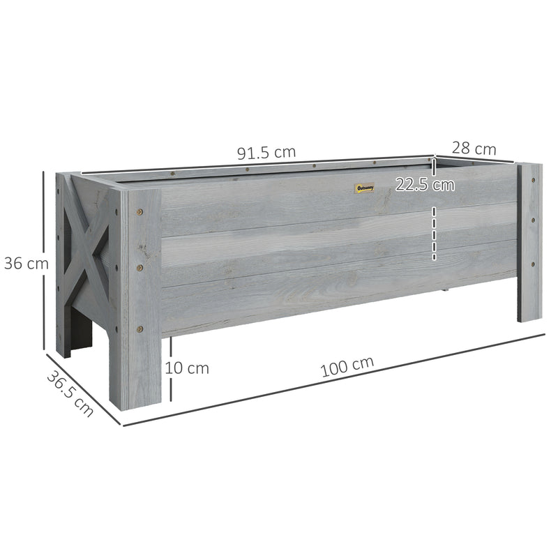 Grey 58L Wooden Raised Garden Bed for Plants Vegetables and Flowers by Outsunny