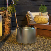 Smokeless Stainless Steel Fire Pit 48cm With Poker For Garden Camping And Bonfire Nights