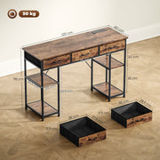 Industrial  120cm Computer Desk With Power Outlets Drawers And Storage Shelves For Home Office