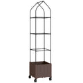Raised Planter with Trellis and Wheels for Easy Gardening in Small Spaces Brown Outsunny