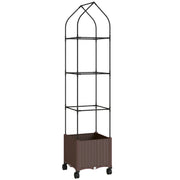 Raised Planter with Trellis and Wheels for Easy Gardening in Small Spaces Brown Outsunny