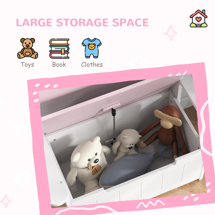 Pink 2 in 1 Toy Box with Lid for Kids Bedroom Nursery and Playroom by AIYAPLAY