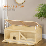 Wooden Hamster Cage with Sliding Tray and Openable Top for Syrian Hamsters by PawHut