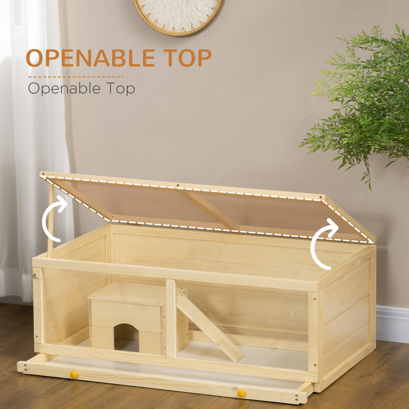 Wooden Hamster Cage with Sliding Tray and Openable Top for Syrian Hamsters by PawHut