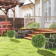 Set of 2 Artificial Boxwood Topiary Ball Bushes UV Resistant for Garden or Balcony Green