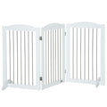 Foldable Freestanding Dog Gate with Support Feet for Doorways and Stairs White
