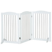 Foldable Freestanding Dog Gate with Support Feet for Doorways and Stairs White