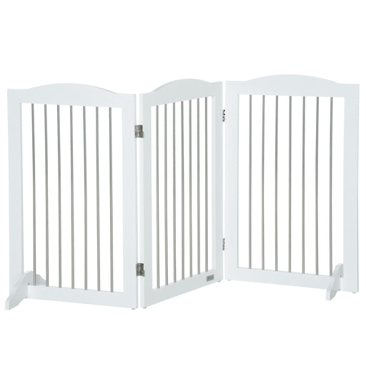 Foldable Freestanding Dog Gate with Support Feet for Doorways and Stairs White