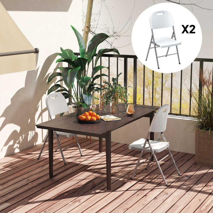 Set of Two Foldable Outdoor Chairs in White for Garden or Camping by Outsunny
