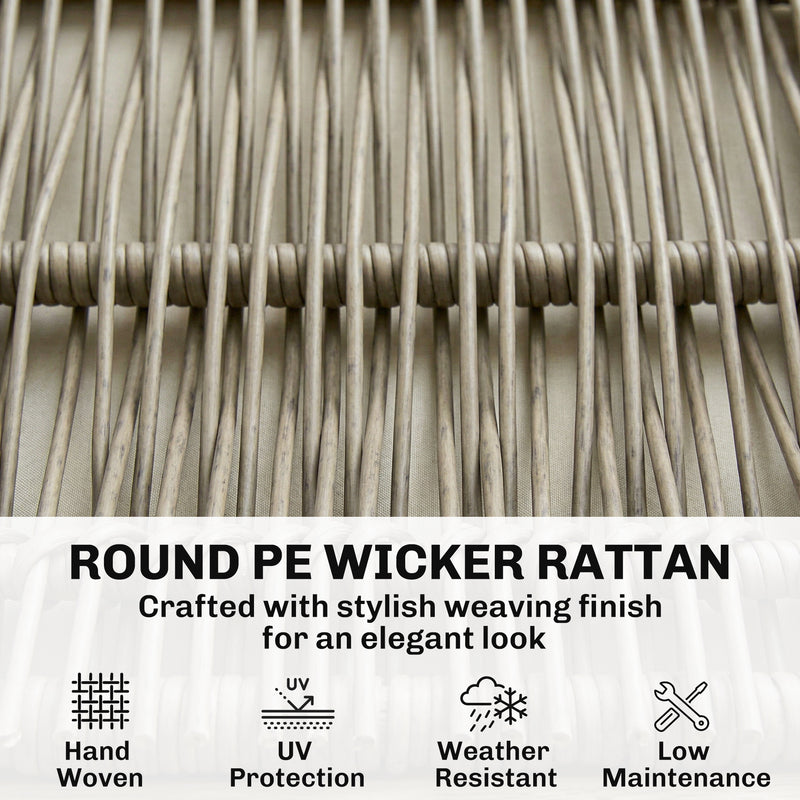 Rattan Garden Furniture Set for Relaxing Outdoor Seating with Cushions and Coffee Table Cream Outsunny