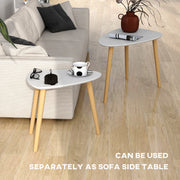 Set of 2 Nesting Coffee Tables with Solid Wood Legs Light Grey by HOMCOM