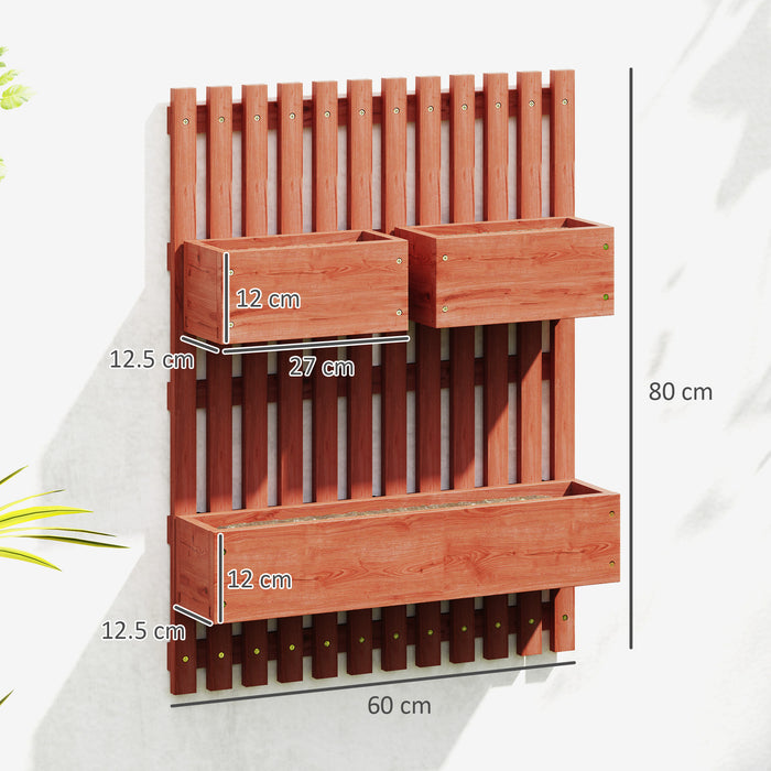 Wall Mounted Wooden Garden Planter with Trellis and Drainage Holes Brown by Outsunny