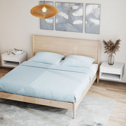 Floating Bedside Tables Set of 2 with Drawer and Shelf for Space Saving Bedroom Storage White AOSOM