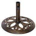 Outdoor Parasol Base Heavy Cast Metal Stand for Secure Garden Shade, Fits 38-48mm Poles, Bronze Outsunny