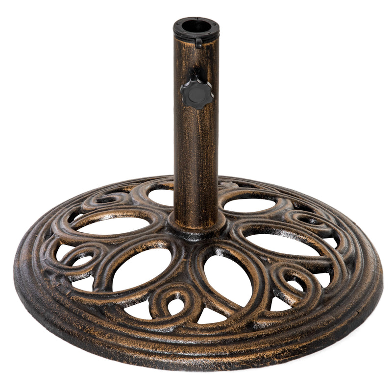 Outdoor Parasol Base Heavy Cast Metal Stand for Secure Garden Shade, Fits 38-48mm Poles, Bronze Outsunny