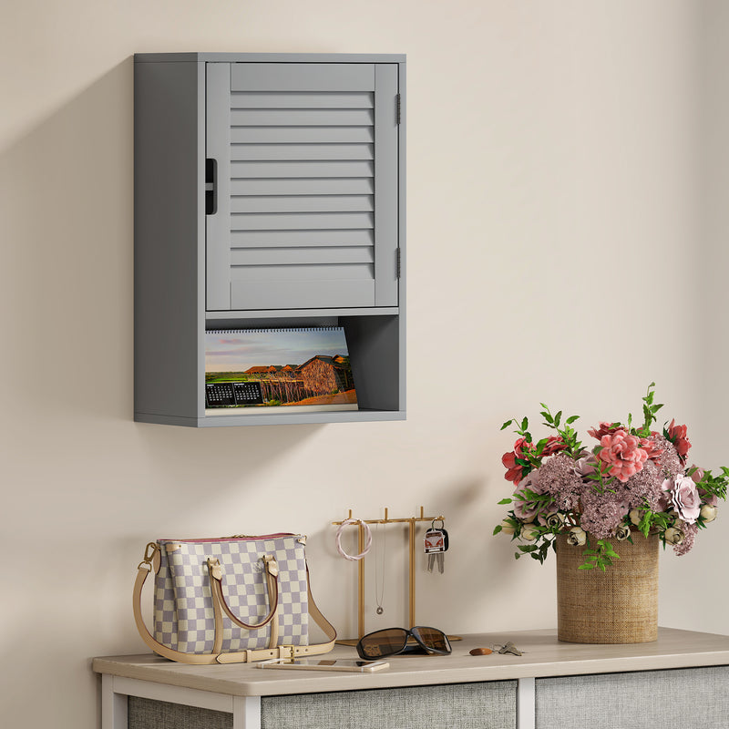 Wall Mounted Bathroom Cabinet With Adjustable Shelves For Compact Storage Grey AOSOM
