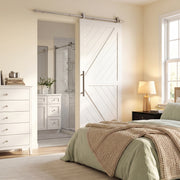 Sliding Door Hardware Kit for Quiet Wooden Doors Indoor or Outdoor Use Silver Tone AOSOM