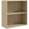 2 Tier Adjustable Bookcase for Home or Office Storage Compact Water Resistant Natural Wood Finish
