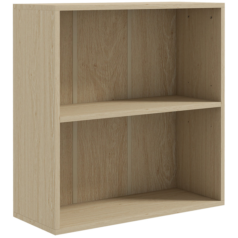 2 Tier Adjustable Bookcase for Home or Office Storage Compact Water Resistant Natural Wood Finish