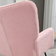 Pink Soft Fleece Wingback Rocking Chair Comfortable Elegant Design by HOMCOM