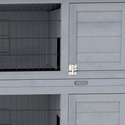 Grey Wooden Rabbit Hutch Outdoor Guinea Pig Cage with No-Leak Trays and Divider by PawHut