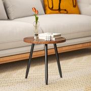 Round Coffee Table with Steel Frame for Small Spaces Ideal for Living Room or Bedroom Chestnut Wood Effect