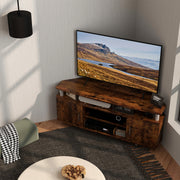 Rustic Brown TV Unit Cabinet for TVs up to 55 Inches with Storage Shelves and Cupboard by HOMCOM