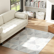 Soft Geometric Area Rug Non Slip Washable Design Ideal for Living Room or Bedroom Multi Coloured