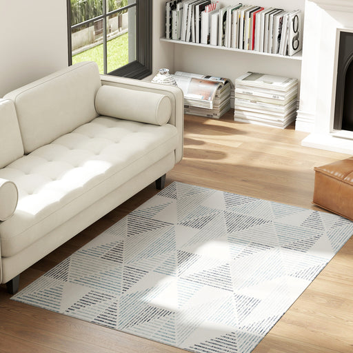 Soft Geometric Area Rug Non Slip Washable Design Ideal for Living Room or Bedroom Multi Coloured