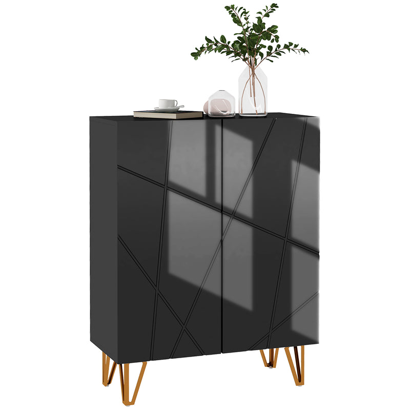 Slim Shoe Storage Cabinet With Adjustable Shelves And Soft Close Doors For Hallway Black