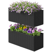 Set of Two Black Rattan Effect Planters for Garden and Patio by Outsunny