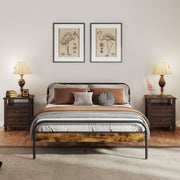 Industrial Style King Size Bed Frame Black and Brown Sturdy Metal and Wood by HOMCOM
