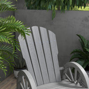 Grey Wooden Adirondack Rocking Chair Reclining Garden Armchair by Outsunny