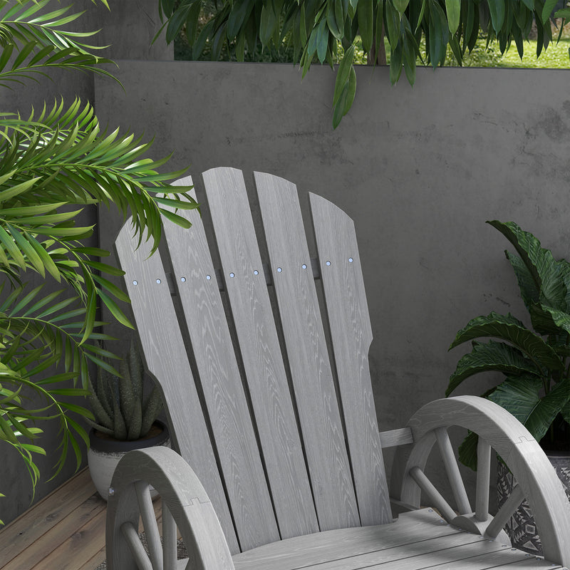 Grey Wooden Adirondack Rocking Chair Reclining Garden Armchair by Outsunny