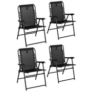 4 Piece Black Folding Garden Chair Set with Armrests for Camping Beach or Patio Use