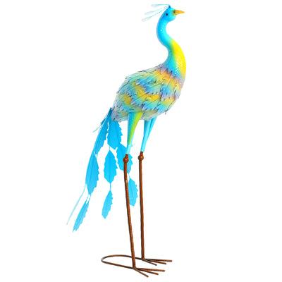 Peacock Garden Statue Metal Ornament with Stakes for Patio and Pond Decoration by Outsunny