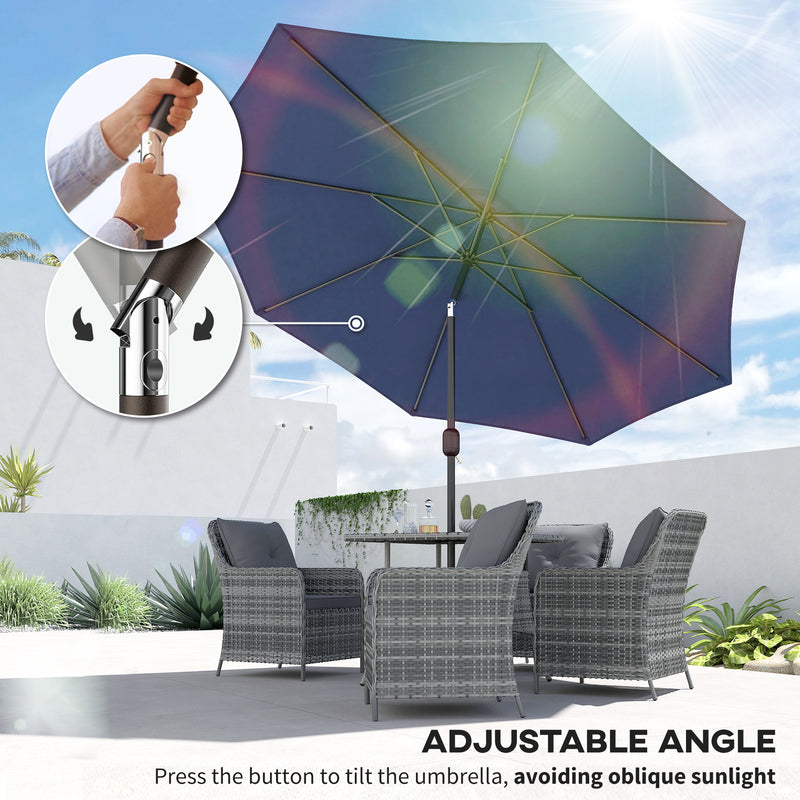 3m Garden Parasol with Large Adjustable Canopy for Sun Protection, Navy Blue