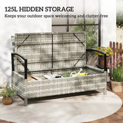 Garden Storage Bench with 125L Hidden Compartment and Padded Seat for Two Dark Grey Outsunny