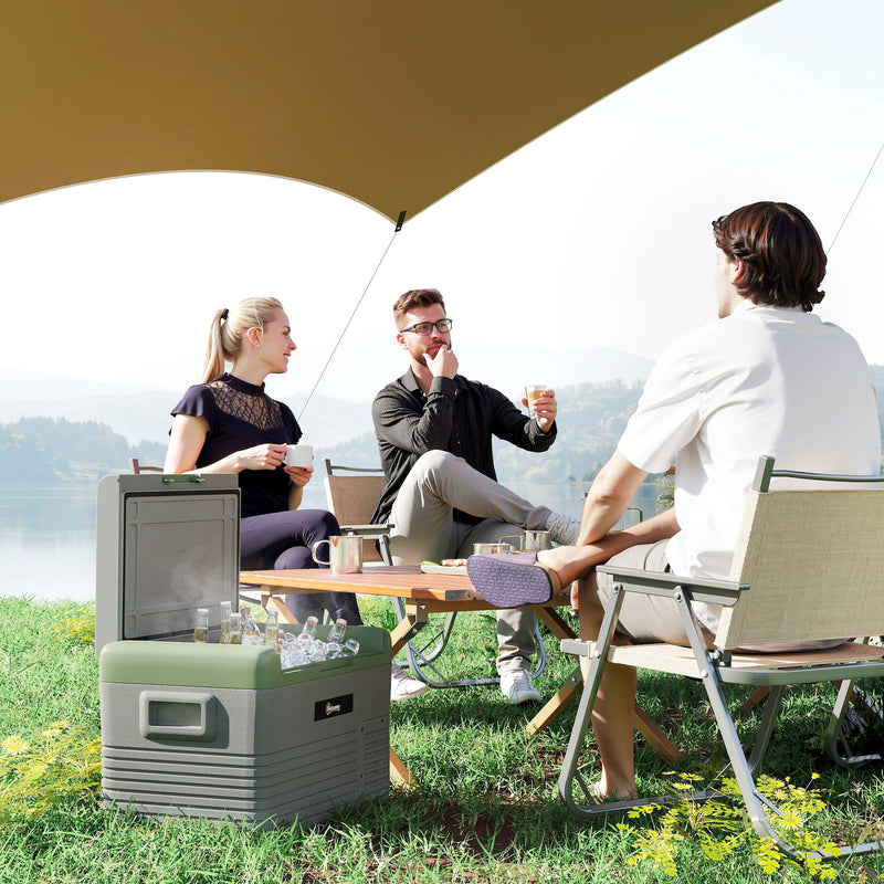 30L Portable Car Fridge in Light Green and Grey Ideal for Travel and Camping by Outsunny AOSOM