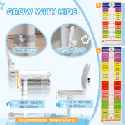 Height Adjustable Kids Desk and Chair Set with Tilted Desktop Grey by AIYAPLAY