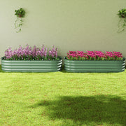 Green Galvanised Metal Raised Garden Beds Pack of 2 for Flowers Herbs and Succulents