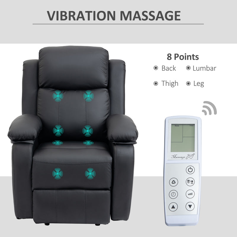 Electric Riser Recliner Chair with Massage and Remote for Elderly Comfort Support Black