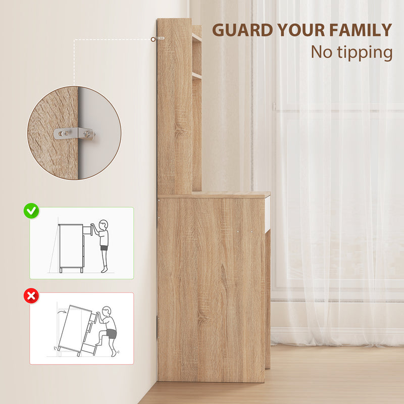 Dressing Table with Adjustable LED Mirror and Storage for Small Bedrooms Natural Wood AOSOM