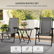 Three Piece Garden Table and Chair Set Dark Grey by Outsunny