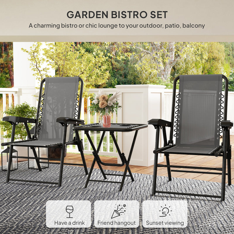 Three Piece Garden Table and Chair Set Dark Grey by Outsunny