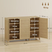 Shoe Storage Cabinet for Hallway with Adjustable Shelves and Louvered Doors Natural Wood Homcom
