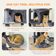 Large 140cm Cat Tree Tower with Hammock and Scratching Posts for Indoor Cats Dark Grey AOSOM